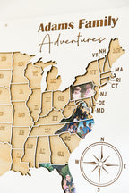 Photo travel map personalized usa trip picture keepsake 50 States Picture Display wood Memory Map custom family keepsake gift for travelers