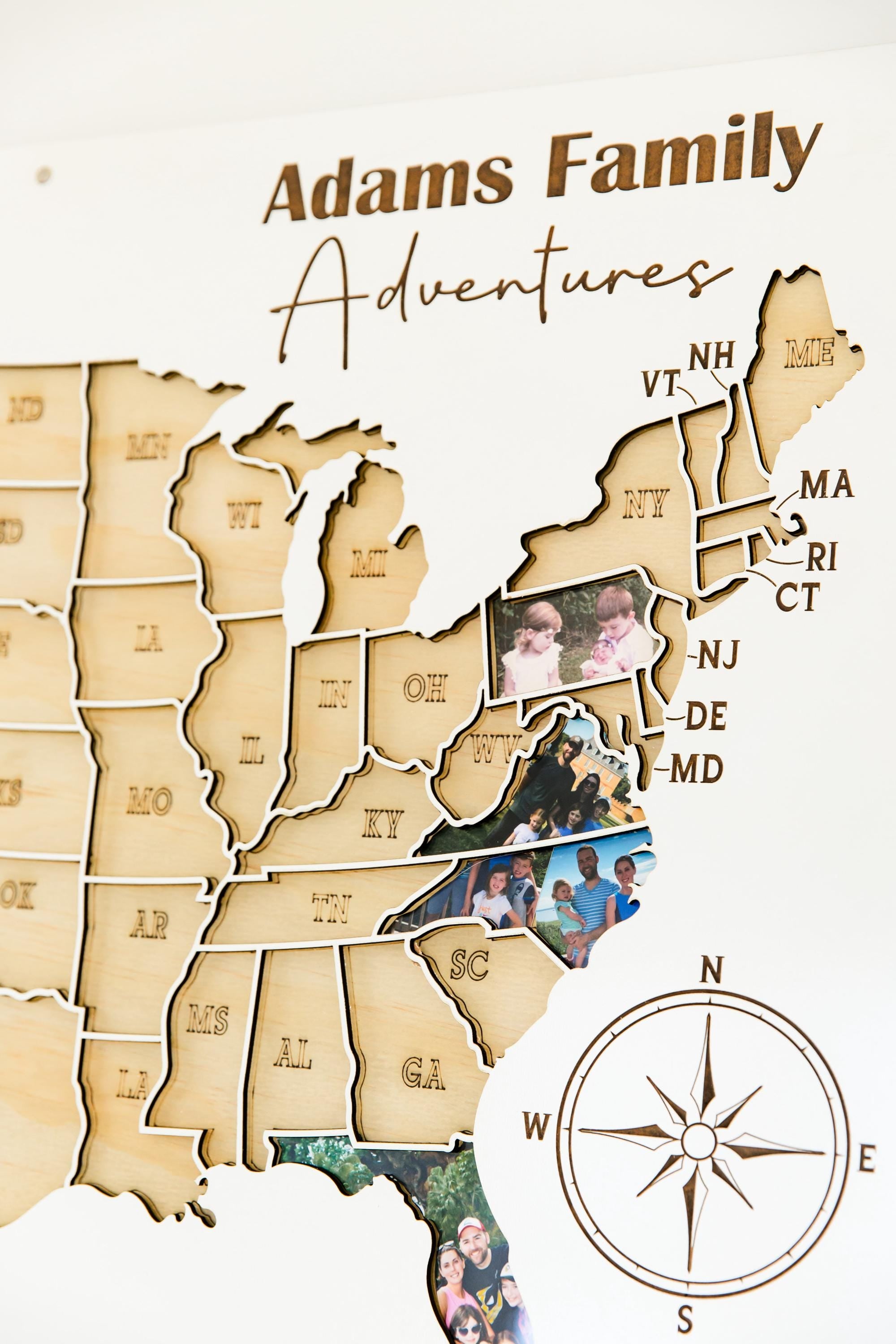 Photo travel map personalized usa trip picture keepsake 50 States Picture Display wood Memory Map custom family keepsake gift for travelers