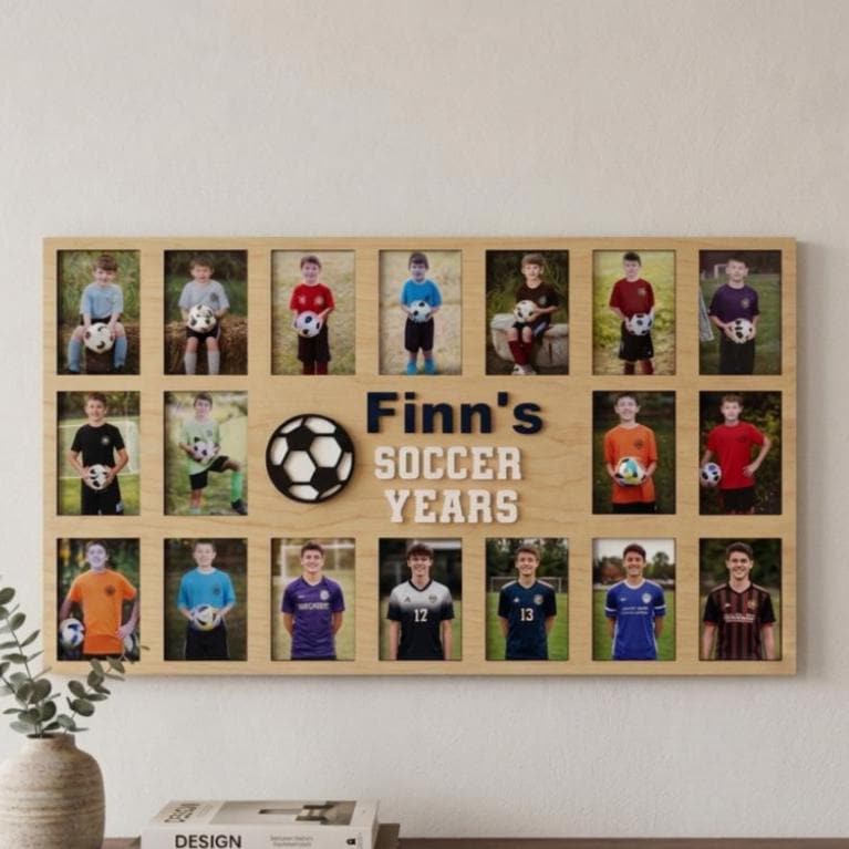 Personalized Soccer Keepsake | Sports Photo Display | Team Picture Collage | Senior Night Gift | Custom Present for Soccer mom