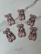 Dance chenille patch iron on ballet shoe chenille patch dance shoe iron on patch ballet applique patch with glitter ballet chenille patch