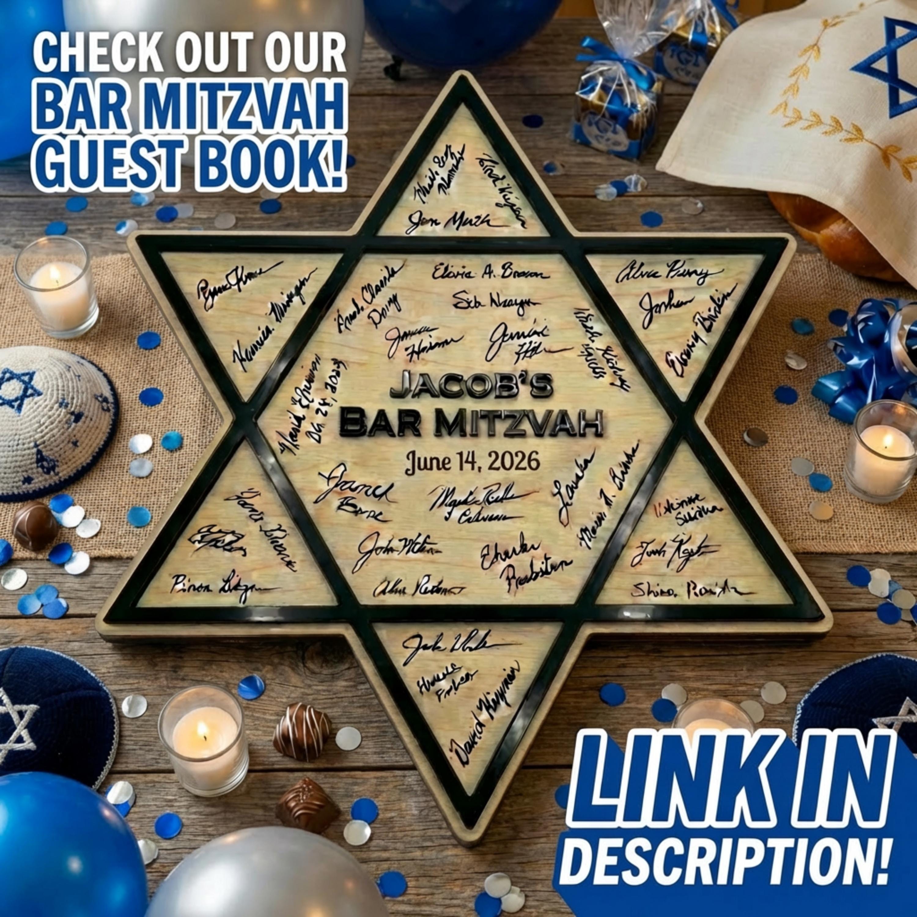 Card Box Bar Mitzvah party decor Mazel Tov Jewish Card Holder Bat Mitzvah table decor Star of David decoration for 13th birthday celebration