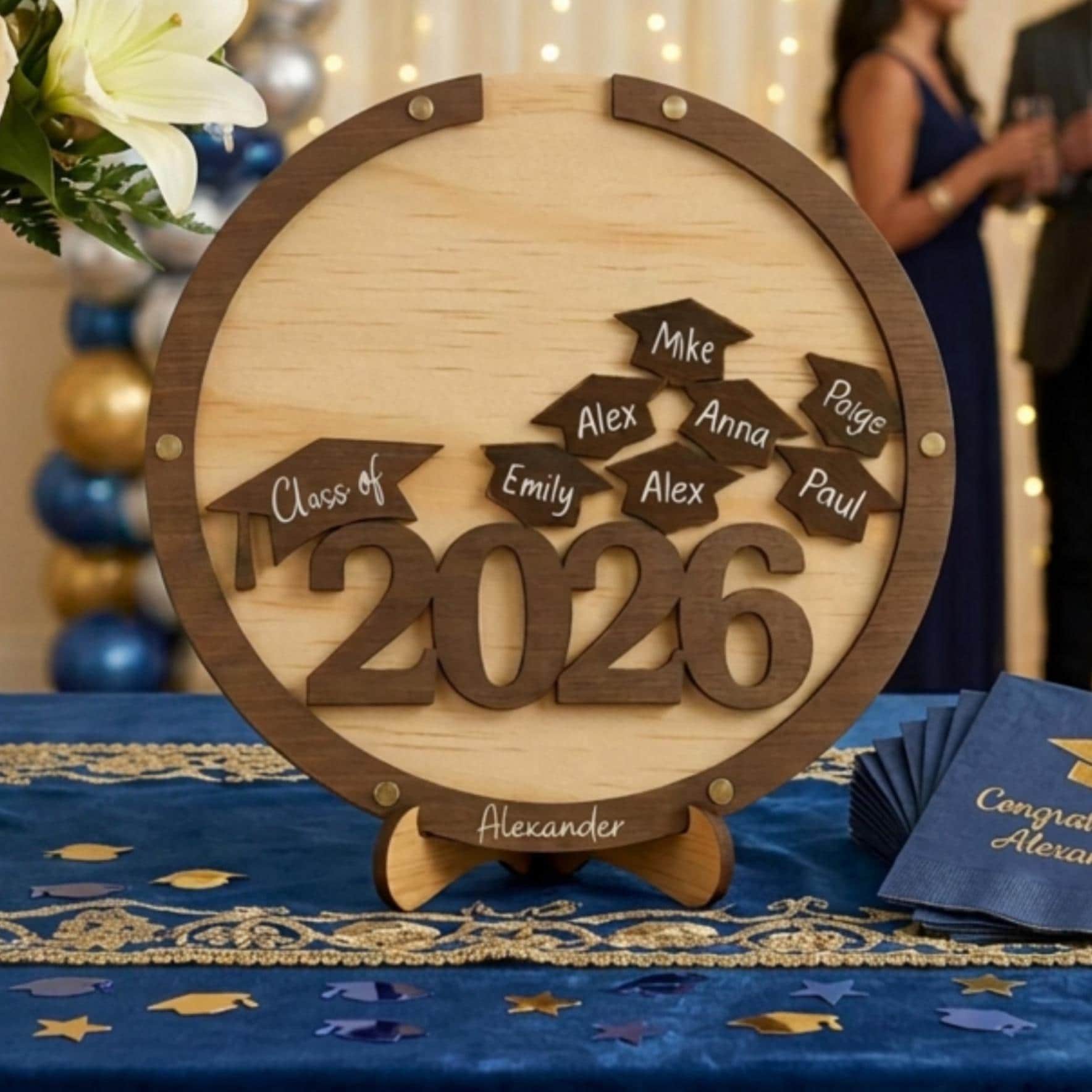 Graduation guest book alternative class of 2026 personalized wood keepsake custom high school graduation party decor wood signature sign