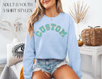 Custom shirt with chenille letter personalized sweatshirt varsity style lettering hoodie sorority tshirt matching group shirt oversized tee
