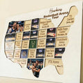 NBA arena tracker personalized wood photo frame basketball map NBA team gift for basketball fan present for dad man cave custom decor