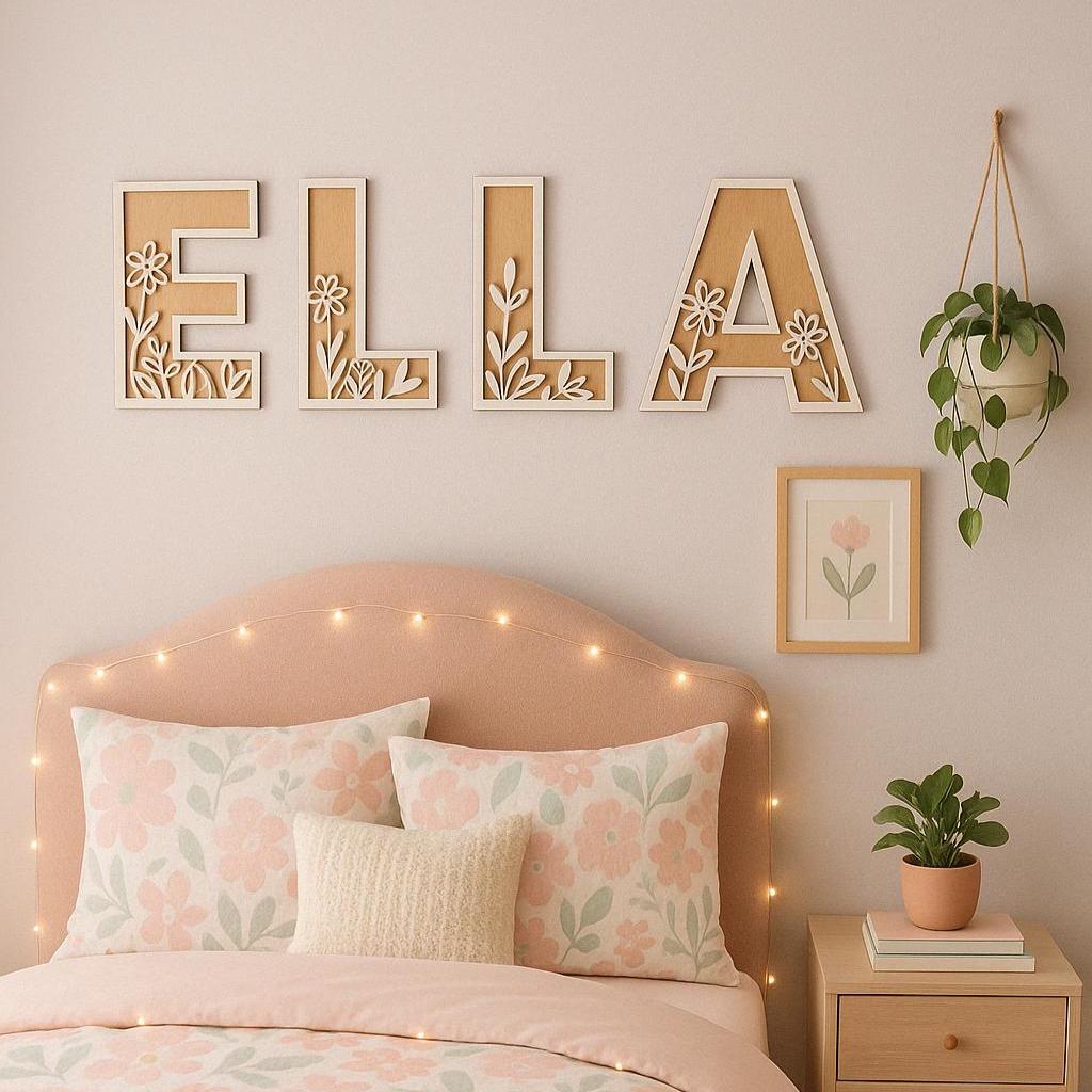 Wildflower letters Personalized Floral Name Sign for Girl Room Nursery decor for toddler bedroom boho chic large flower decoration dorm room