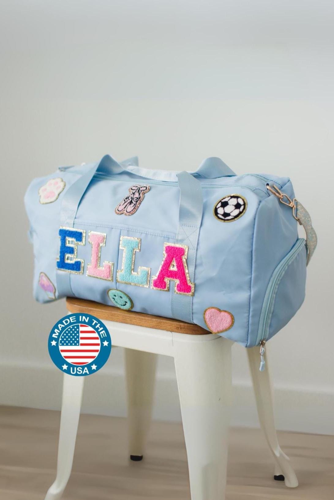 Personalized Duffel Bag with Name – Travel, Dance, Team Duffel for Girls • Cheer & Gymnastics Gift • Sleepover Weekender bag with strap pink