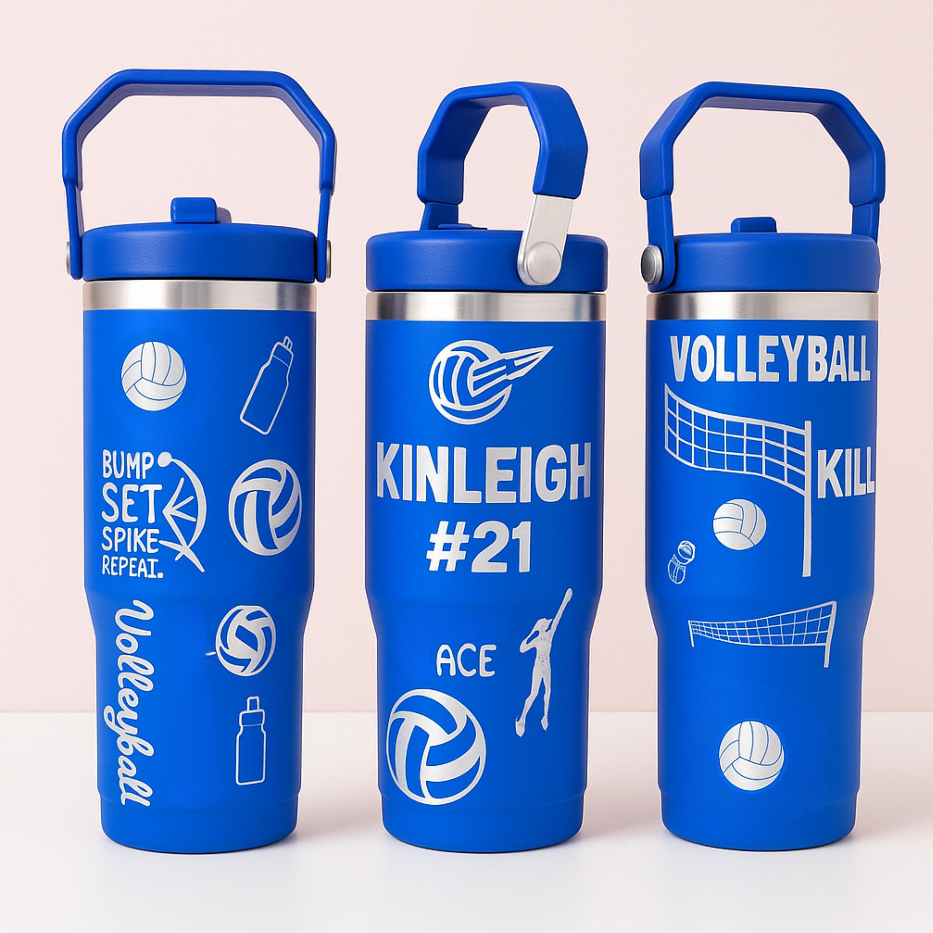 Personalized volleyball tumbler custom water bottle for coach engraved gift for volleyball player team present for athletic teen birthday