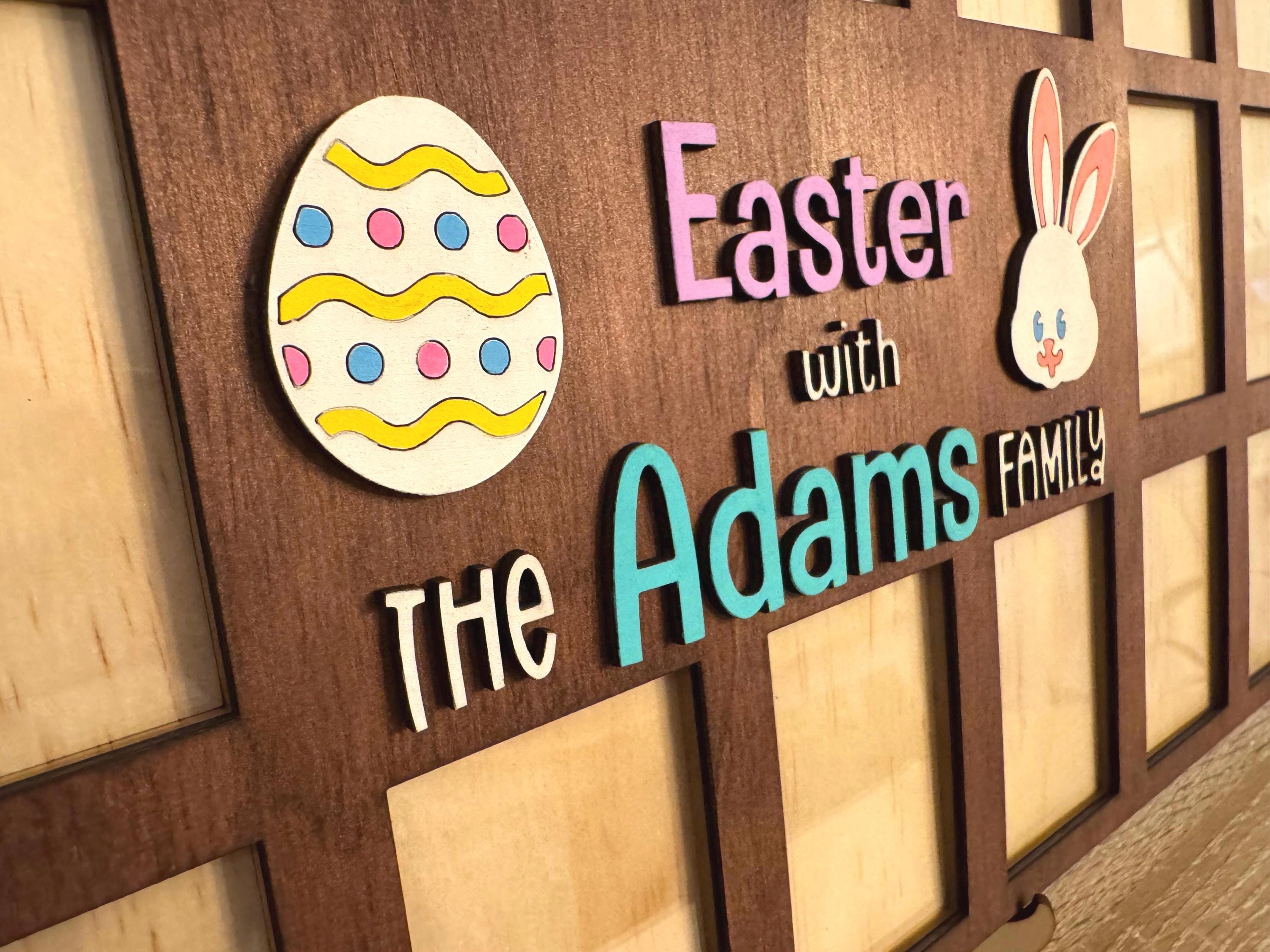 Easter frame Annual Easter bunny photo display Personalized Spring Decor Holiday Memory Keepsake Frame Pastel Bunny decor custom family name