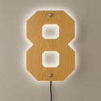Personalized LED Number Wall Sign – Backlit Sports Room Decor, Custom Wood Number Light, Teen Bedroom Wall Art, Athlete Jersey Number Gift