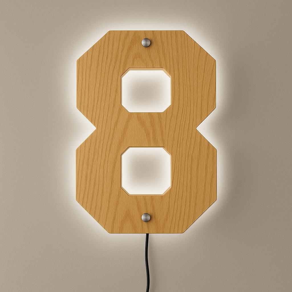 Personalized LED Number Wall Sign – Backlit Sports Room Decor, Custom Wood Number Light, Teen Bedroom Wall Art, Athlete Jersey Number Gift