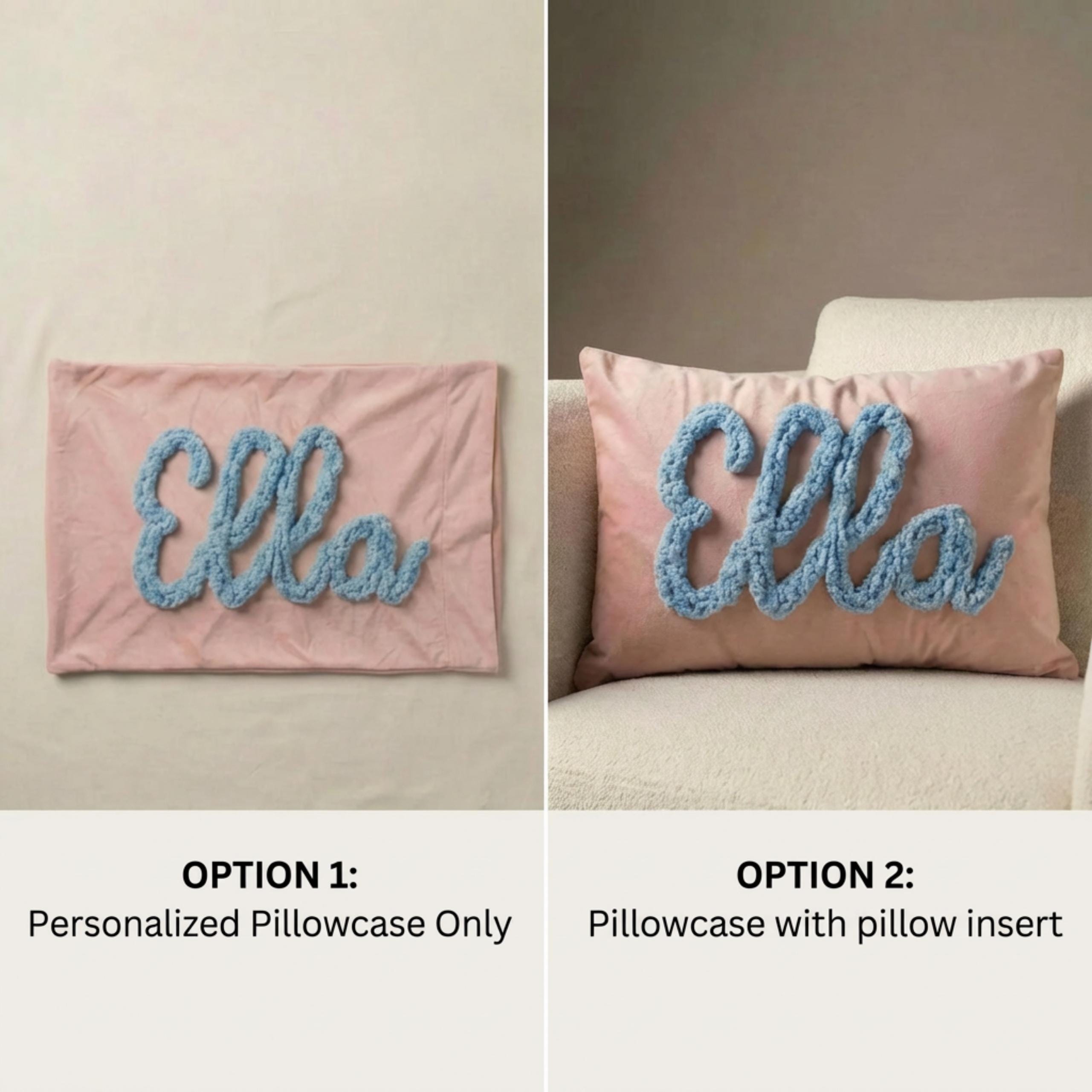 Personalized Name Pillow with Chenille Yarn, Custom Nursery Pillow, girl bedroom Decor, velvet baby gift