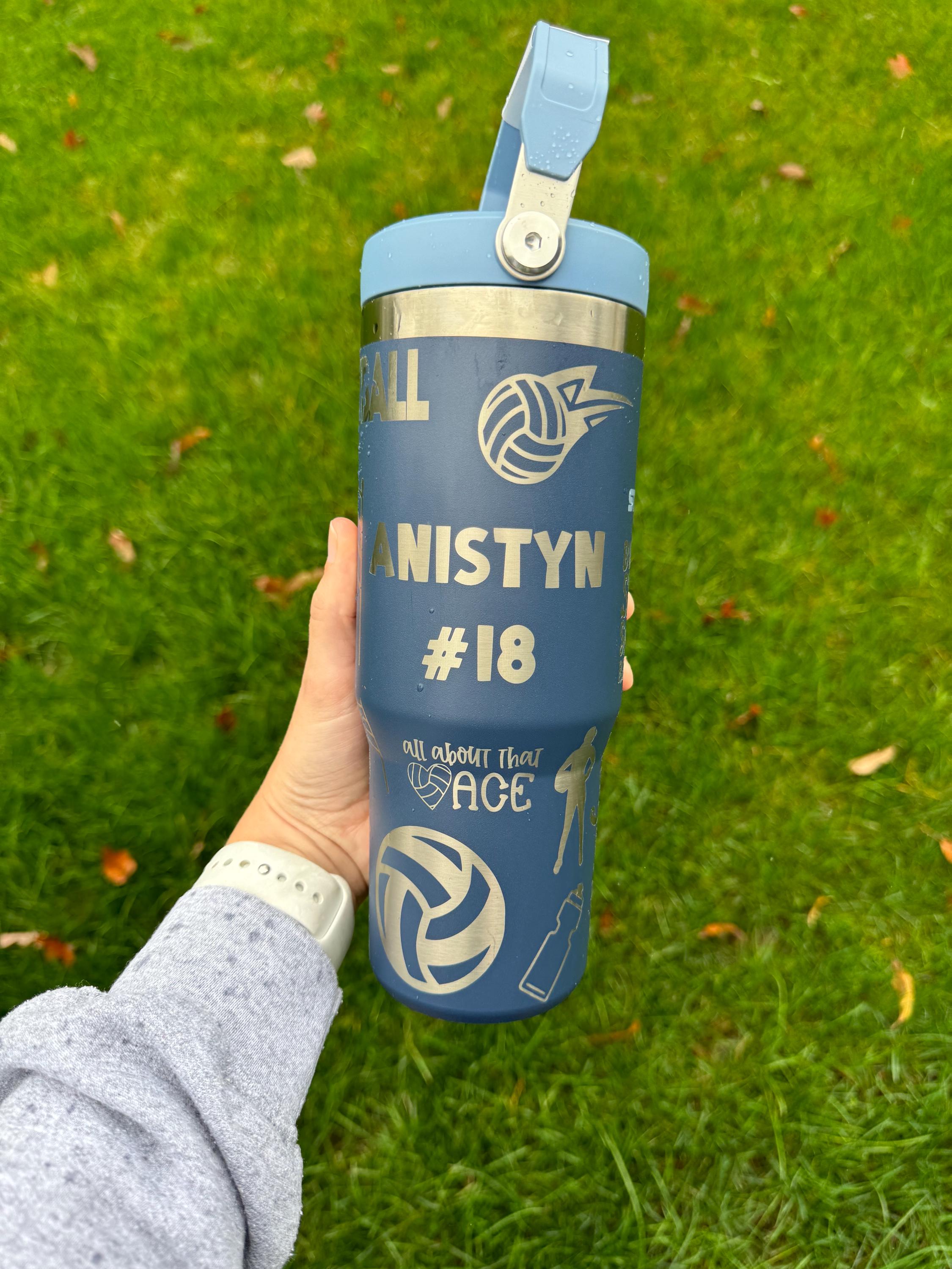 Personalized volleyball tumbler custom water bottle for coach engraved gift for volleyball player team present for athletic teen birthday