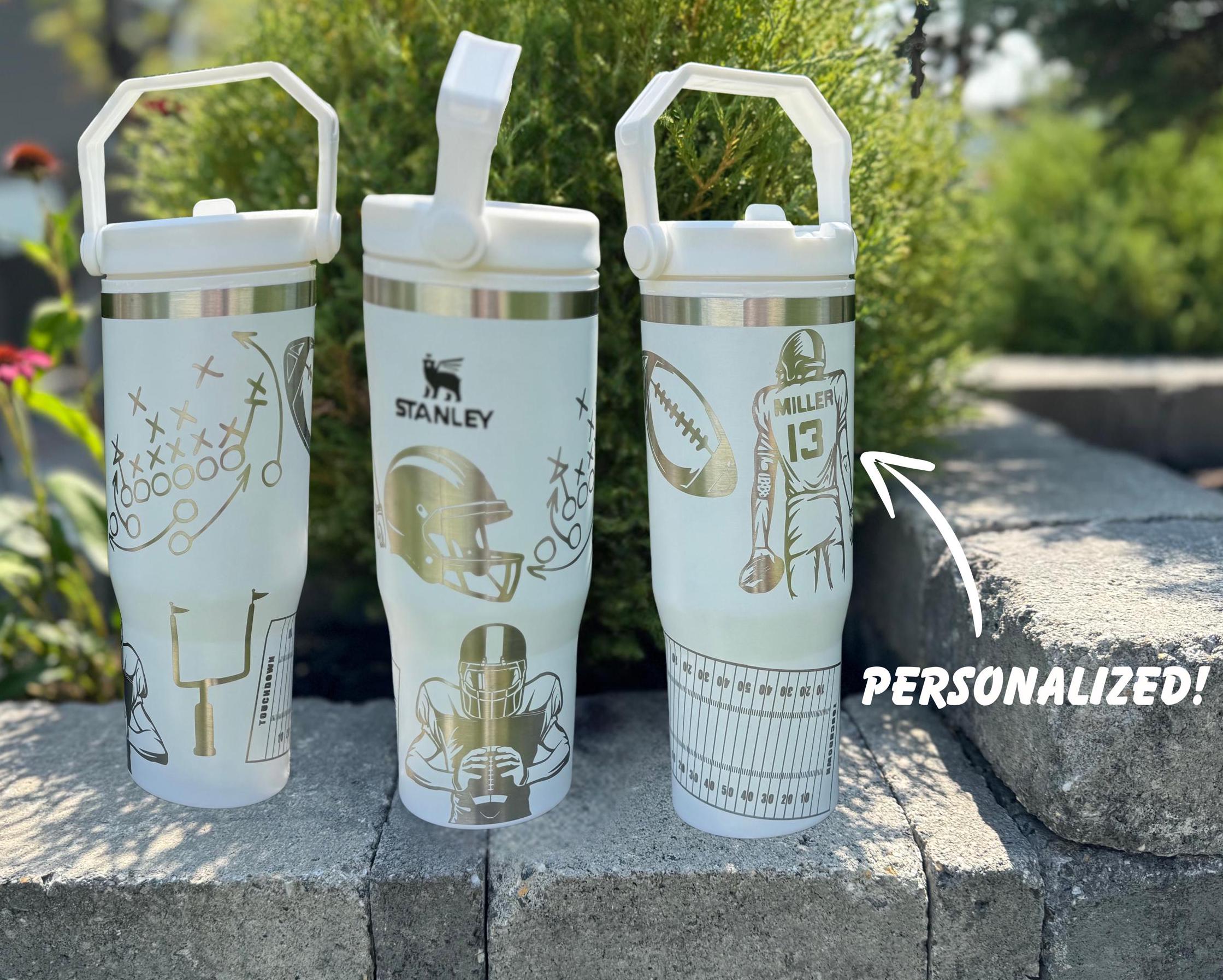 Personalized football water bottle for boy football tumbler laser engraved football water bottle for football mom gift for boy football gift