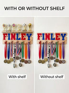 Personalized Medal Hanger | Trophy Display Shelf | Sports Award Holder | Custom Name Sign | Athlete Gift | Soccer Baseball Basketball