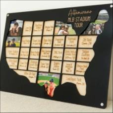 MLB stadium tracker personalized wood photo frame baseball map sport team gift for sports fan present for dad man cave custom decor