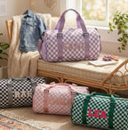 personalized gift duffle bag with name personalized birthday gift for her wedding gift for bridal party gift handmade mom gift checkered