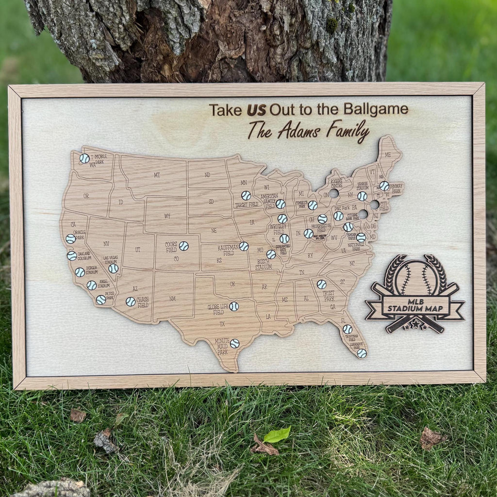 MLB Stadium Map baseball stadium tracker travel map for baseball lover gift for dad birthday presen for him personalized sports memorabilia