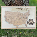 MLB Stadium Map baseball stadium tracker travel map for baseball lover gift for dad birthday presen for him personalized sports memorabilia