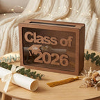 Graduation Card Box Class of 2026 grad party decor for graduation gift table decor personalized senior keepsake wood money holder