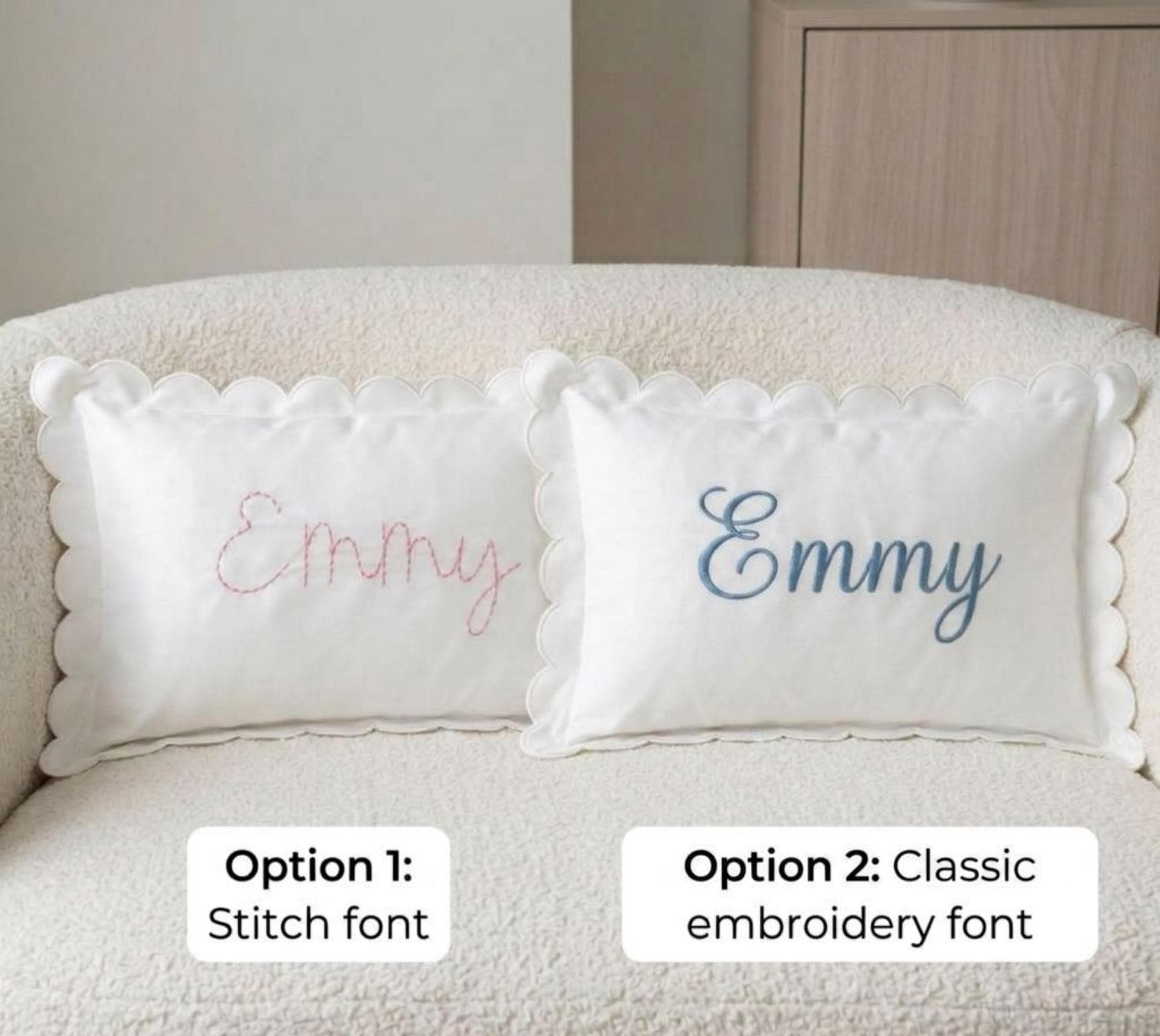 Scalloped Edge Personalized Name Pillow, Baby Girl Pillow, Pink Velvet Nursery Decor, Custom Toddler Present, Baby Shower Gift Bow aesthetic