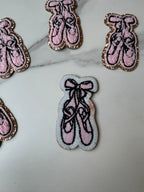 Dance chenille patch iron on ballet shoe chenille patch dance shoe iron on patch ballet applique patch with glitter ballet chenille patch