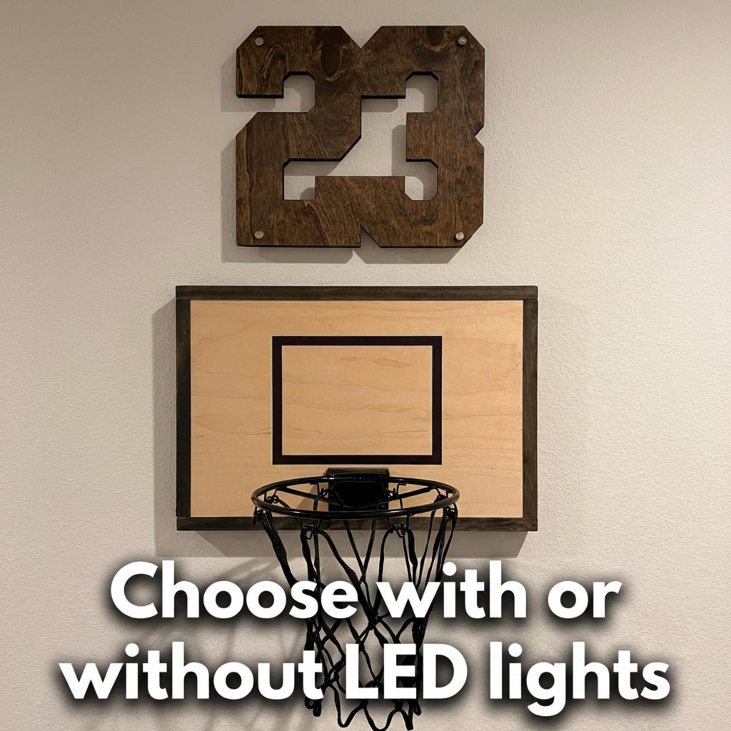 Personalized LED Number Wall Sign – Backlit Sports Room Decor, Custom Wood Number Light, Teen Bedroom Wall Art, Athlete Jersey Number Gift