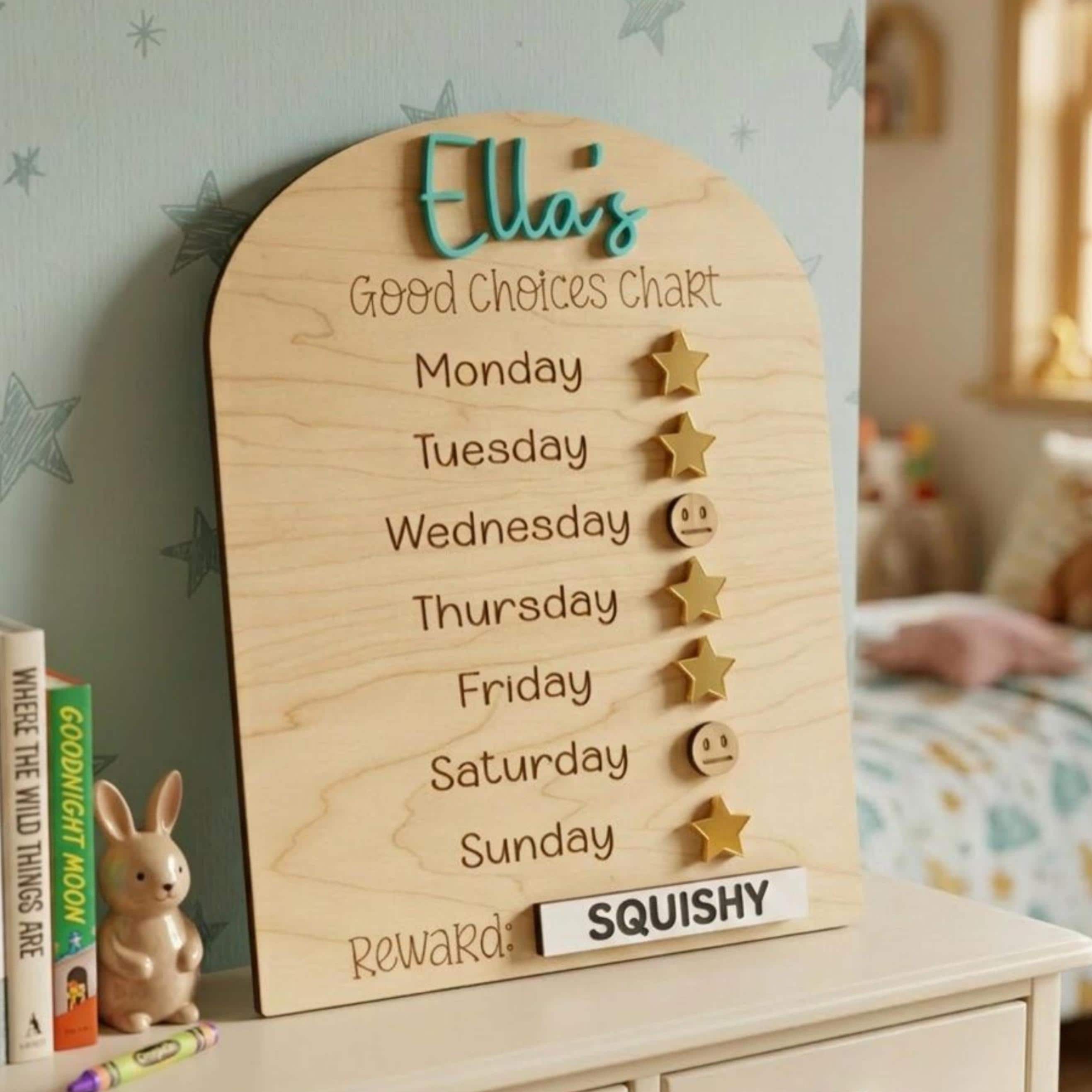 Personalized Kids Behavior Chart | ADHD Routine Tracker for Kids | Weekly Reward System | Chore Marker| Custom gift toddler