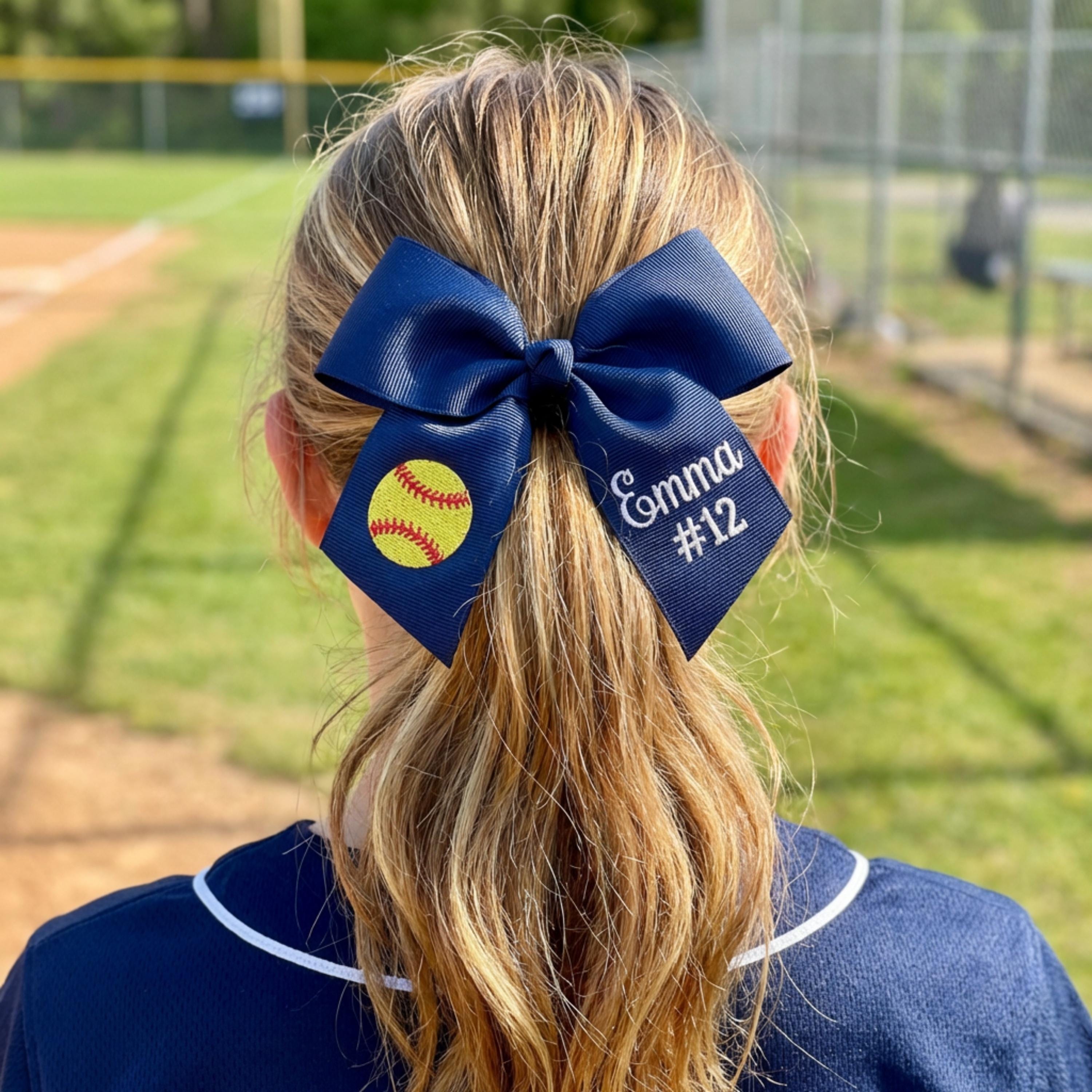 Custom Team Gift for Girls Sports | Personalized Hair Bow | Embroidered Player preset end of year party