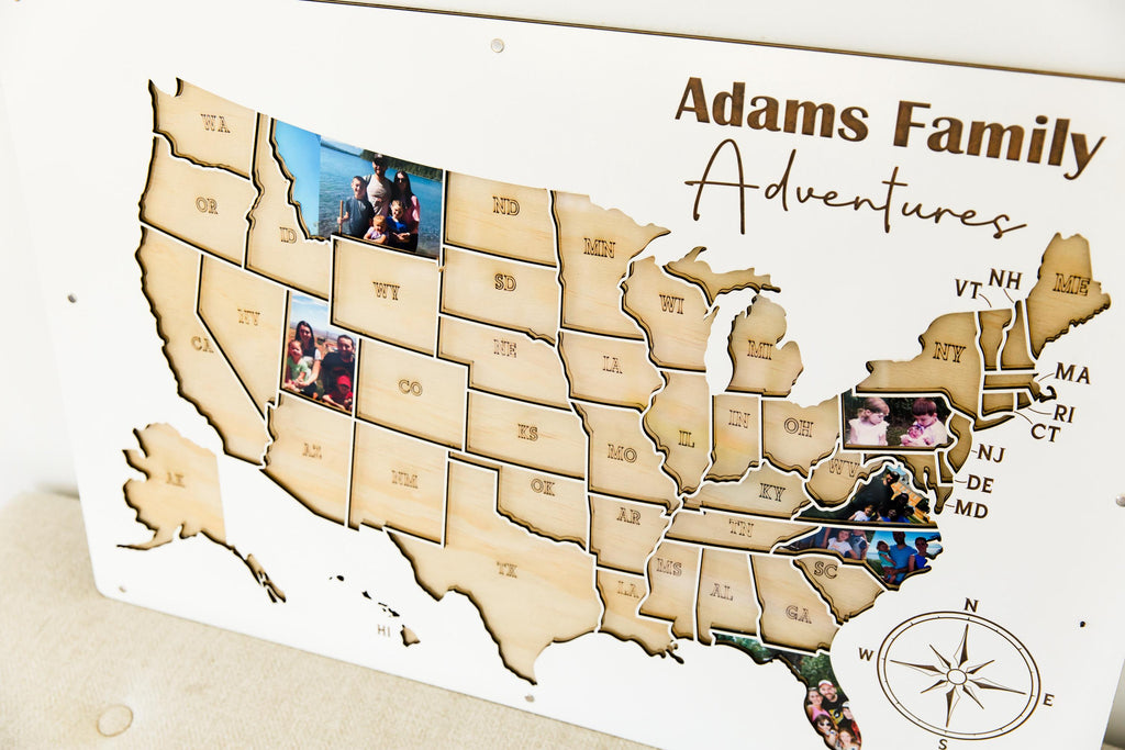 Photo travel map personalized usa trip picture keepsake 50 States Picture Display wood Memory Map custom family keepsake gift for travelers