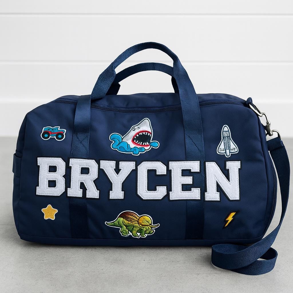 Duffel bag for boy overnight bag for sleepover toddler diaper bag for sport themed birthday gift for athletic teenager personalized present
