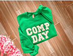 Comp Day sweatshirt for cheer competition crewneck cheerleader mom gift chenille patch shirt cheerleading gift for teenager personalized
