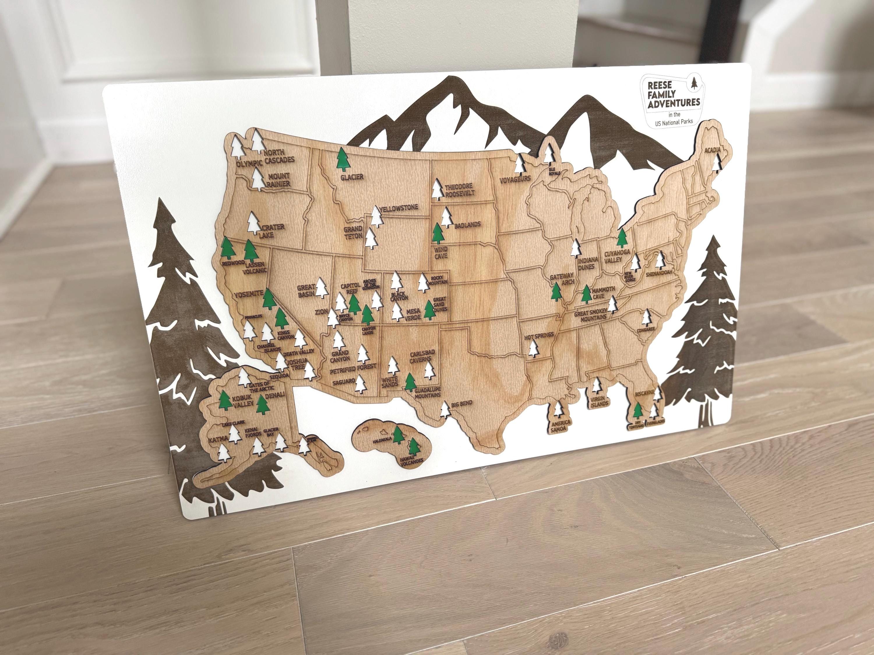 National Park Map Personalized USA Wood Keepsake Custom Travel Map Gift for Adventure Lover present Outdoor Enthusiast gift for hiker