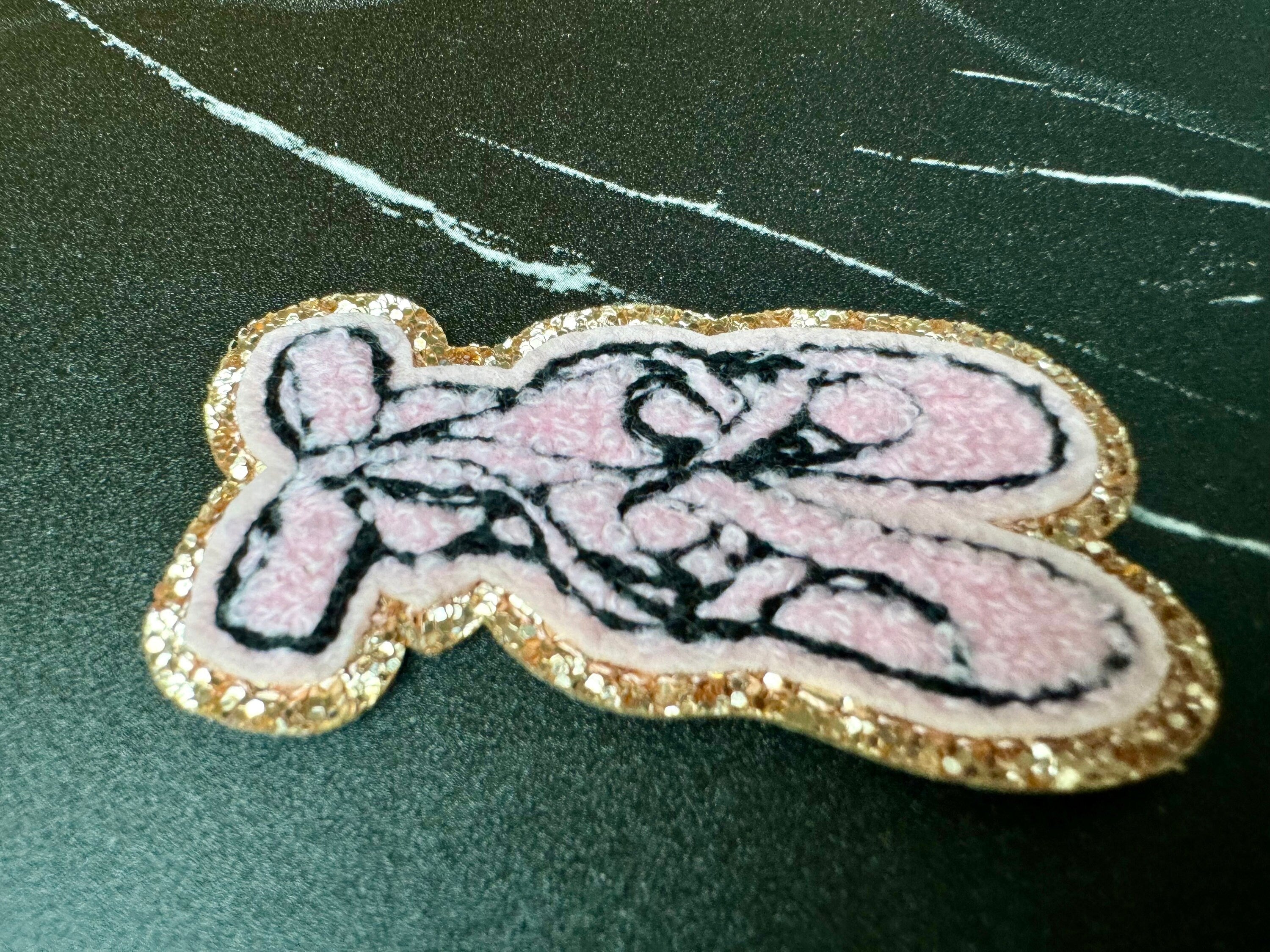 Dance chenille patch iron on ballet shoe chenille patch dance shoe iron on patch ballet applique patch with glitter ballet chenille patch