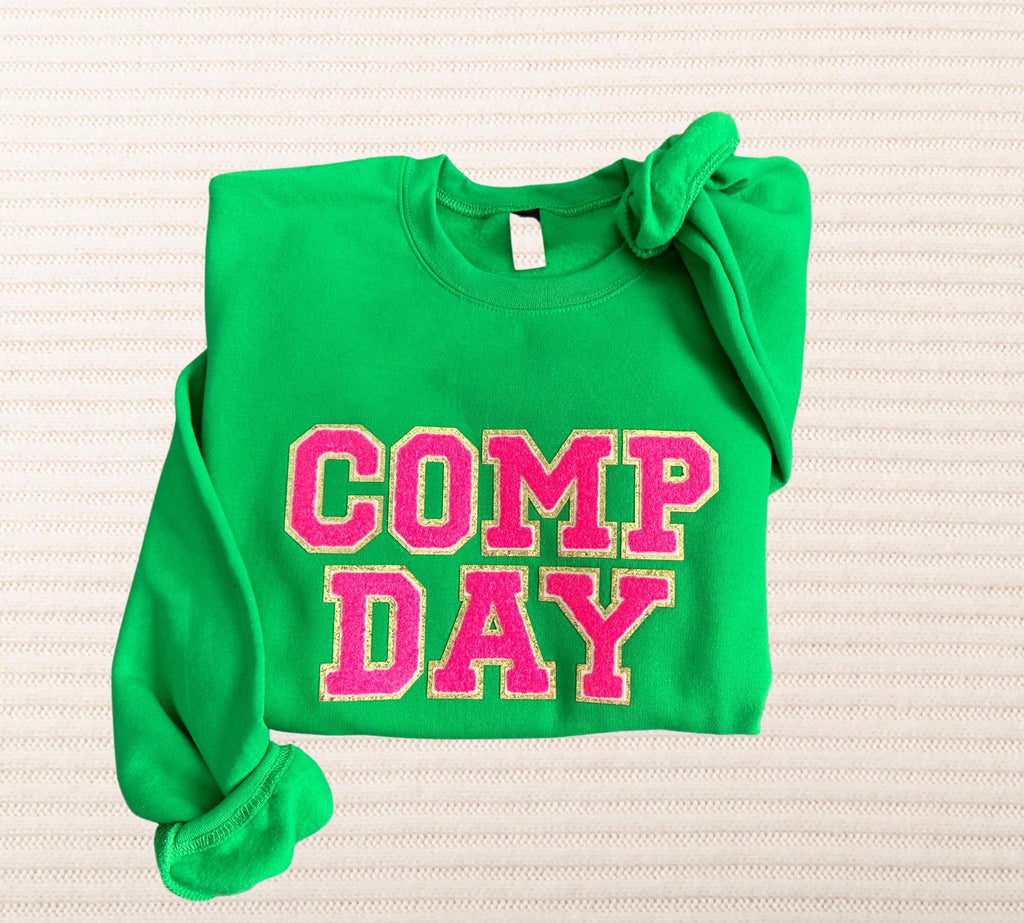 Comp Day sweatshirt for cheer competition crewneck cheerleader mom gift chenille patch shirt cheerleading gift for teenager personalized