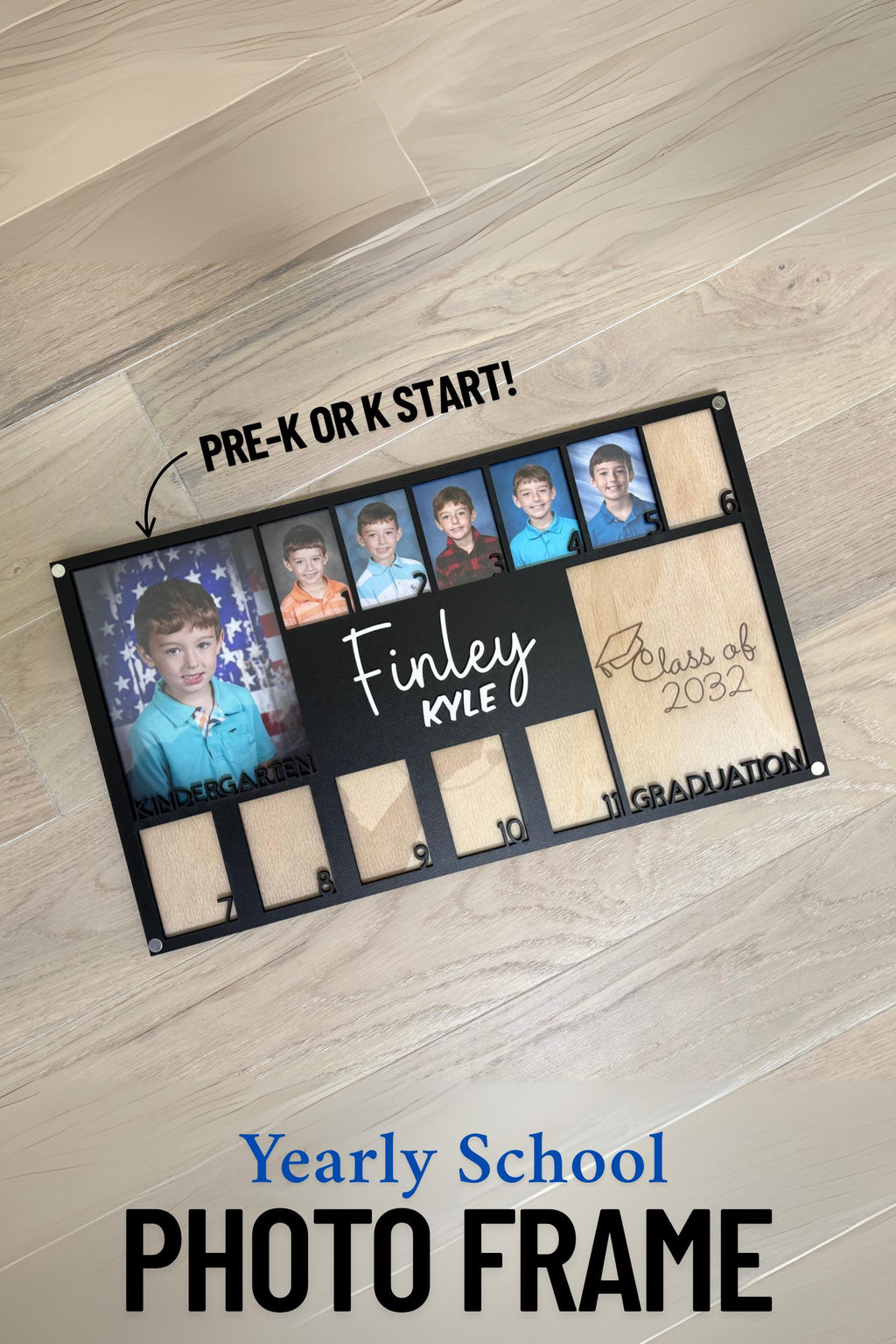 School Year Photo Frame personalized school picture frame grade school yearly kid photo frame Kindergarten frame graduation gift for mom