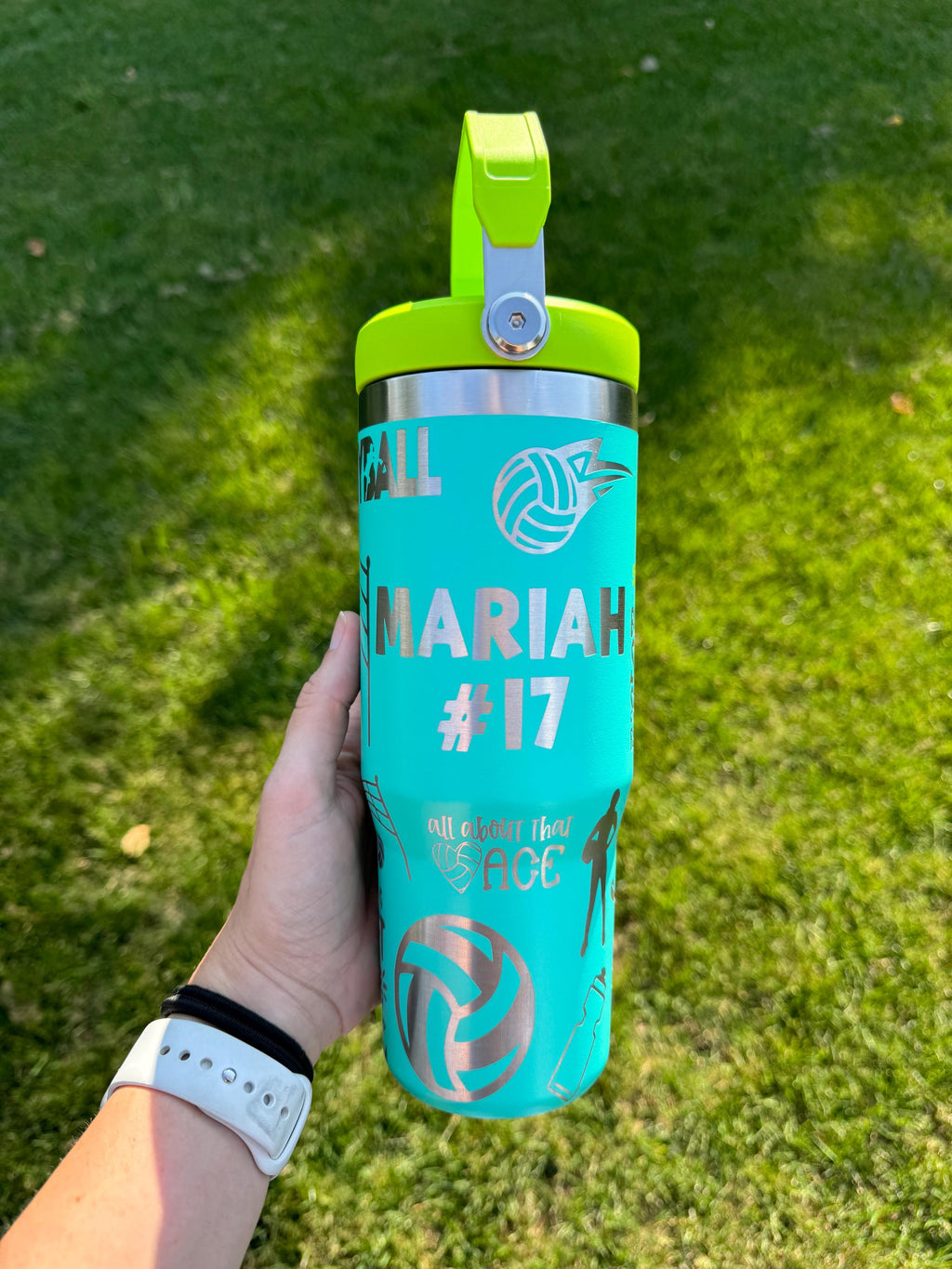 Personalized volleyball tumbler custom water bottle for coach engraved gift for volleyball player team present for athletic teen birthday