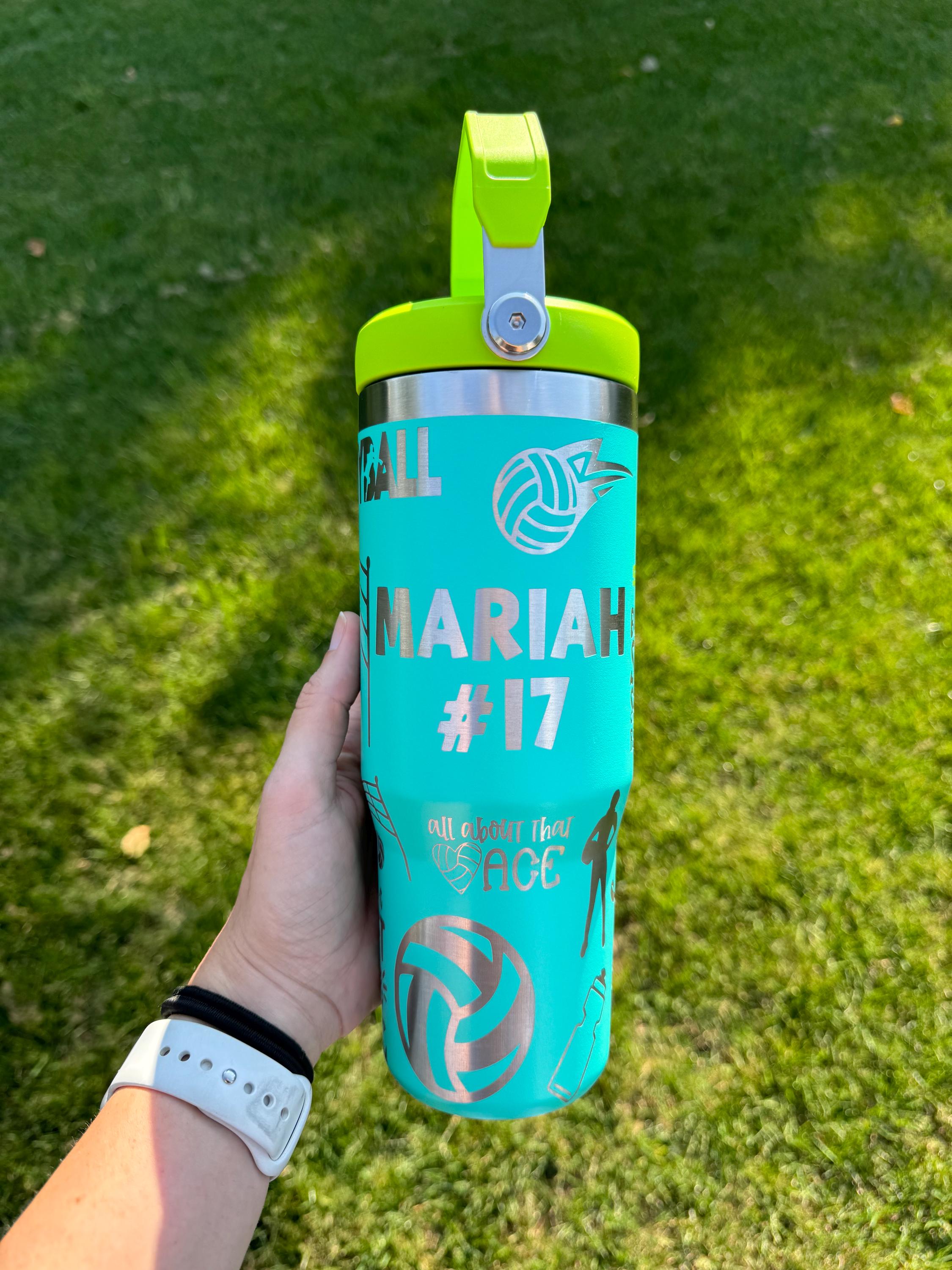 Personalized volleyball tumbler custom water bottle for coach engraved gift for volleyball player team present for athletic teen birthday