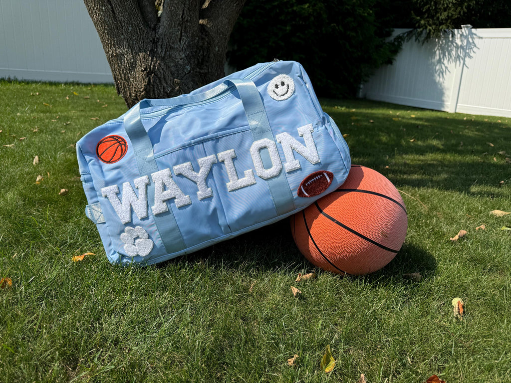 Duffel bag for boy overnight bag for sleepover toddler diaper bag for sport themed birthday gift for athletic teenager personalized present