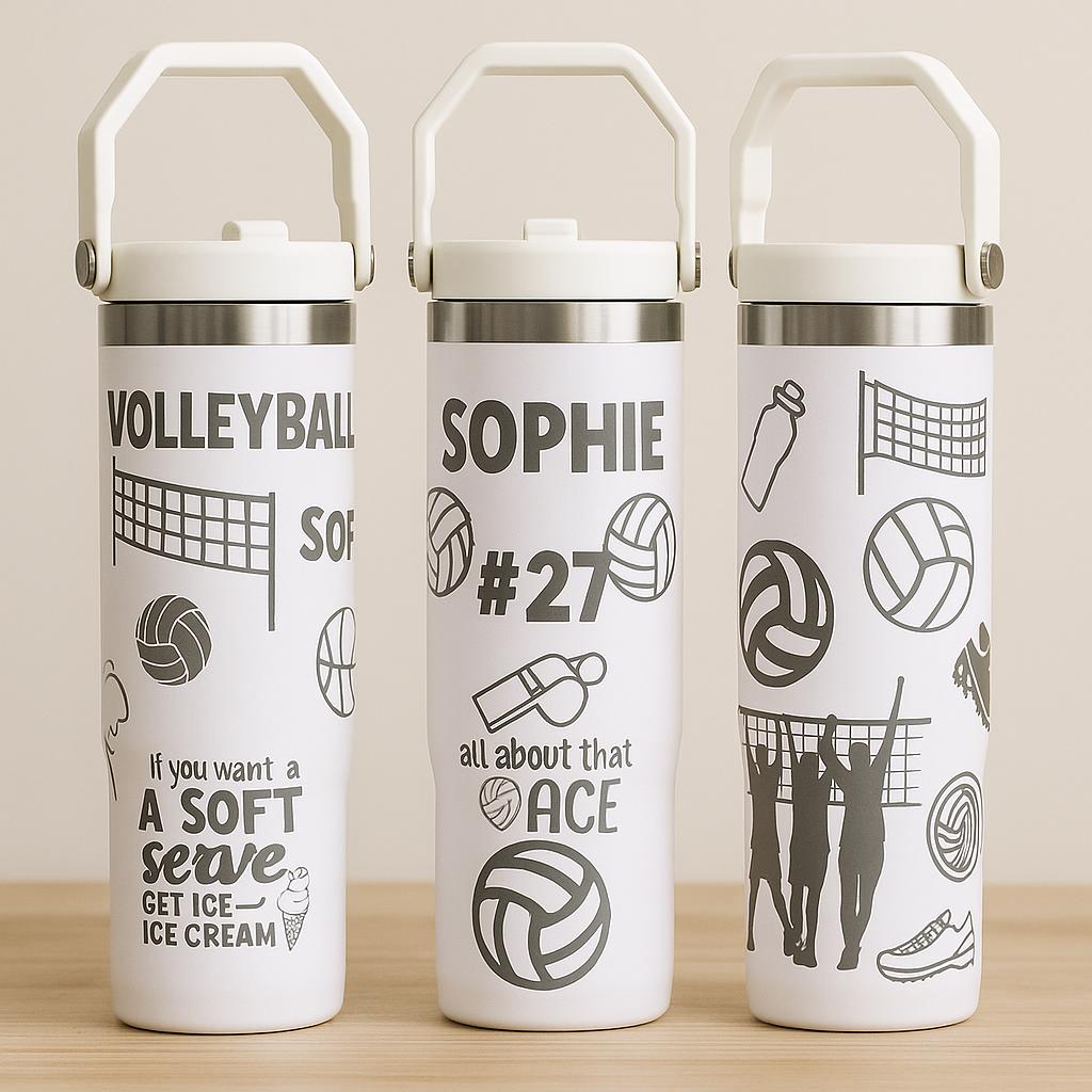 Personalized volleyball tumbler custom water bottle for coach engraved gift for volleyball player team present for athletic teen birthday