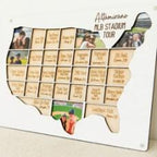 MLB stadium tracker personalized wood photo frame baseball map sport team gift for sports fan present for dad man cave custom decor
