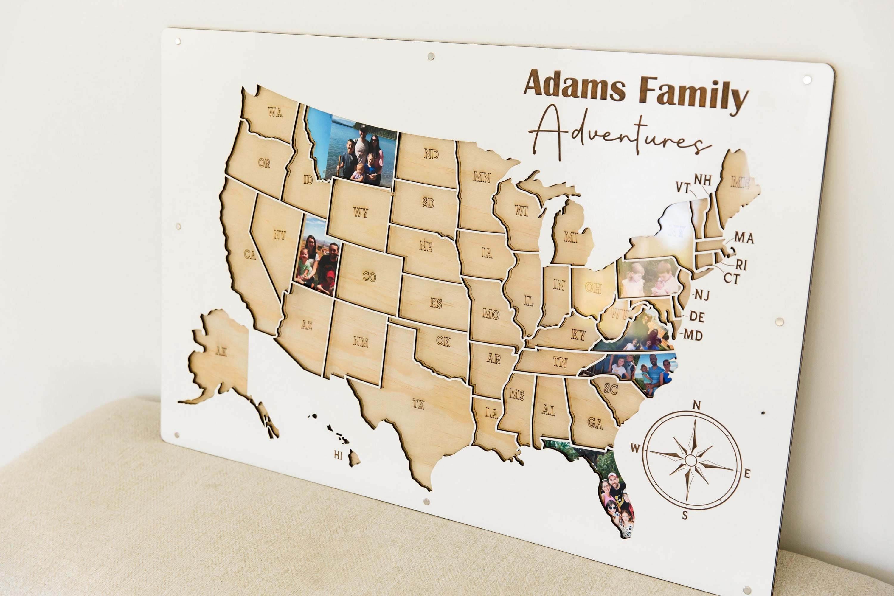 RV travel map, personalized camper decor, custom family road trip gift, motorhome travel tracker