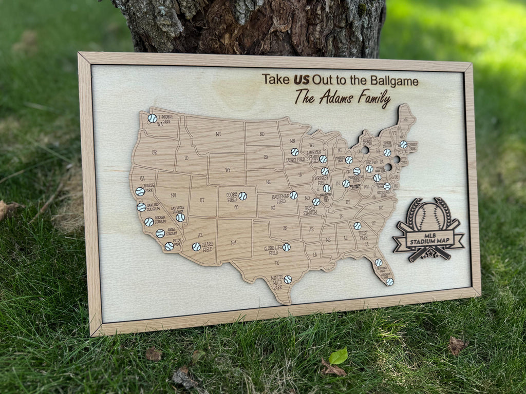 MLB Stadium Map baseball stadium tracker travel map for baseball lover gift for dad birthday presen for him personalized sports memorabilia