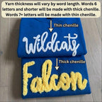 Custom Chenille Letter Sweatshirt Personalized Team Name Crewneck Fuzzy Varsity Style Sports Mom Shirt Game Day Spirit Wear Gift for Fans
