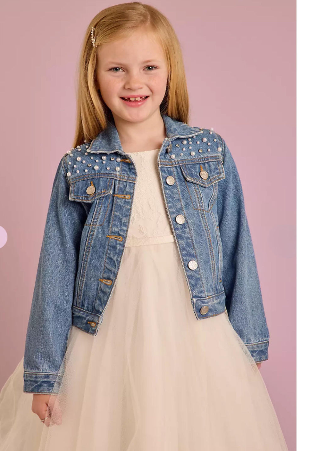Jean jacket kids personalized denim jacket pearl jacket for kids birthday gift for girl coat with name Jean jacket for flower girl