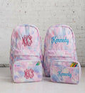 Personalized Embroidered Backpack & Lunch Box Set for Girls, Custom Name Tie Dye School Bag, Back to School Gift