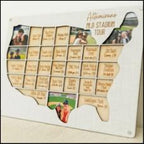 MLB stadium tracker personalized wood photo frame baseball map sport team gift for sports fan present for dad man cave custom decor
