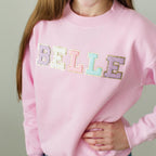 Custom name shirt for kids chenille sweatshirt youth chenille initial shirt glitter letter shirt custom toddler shirt youth t shirt for kids