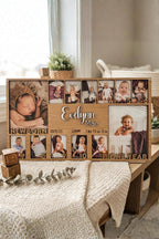 Baby's First Year Photo Frame Wood Monthly Milestone Picture Display for newborn personalized monthly picture frame keepsake 1st birthday