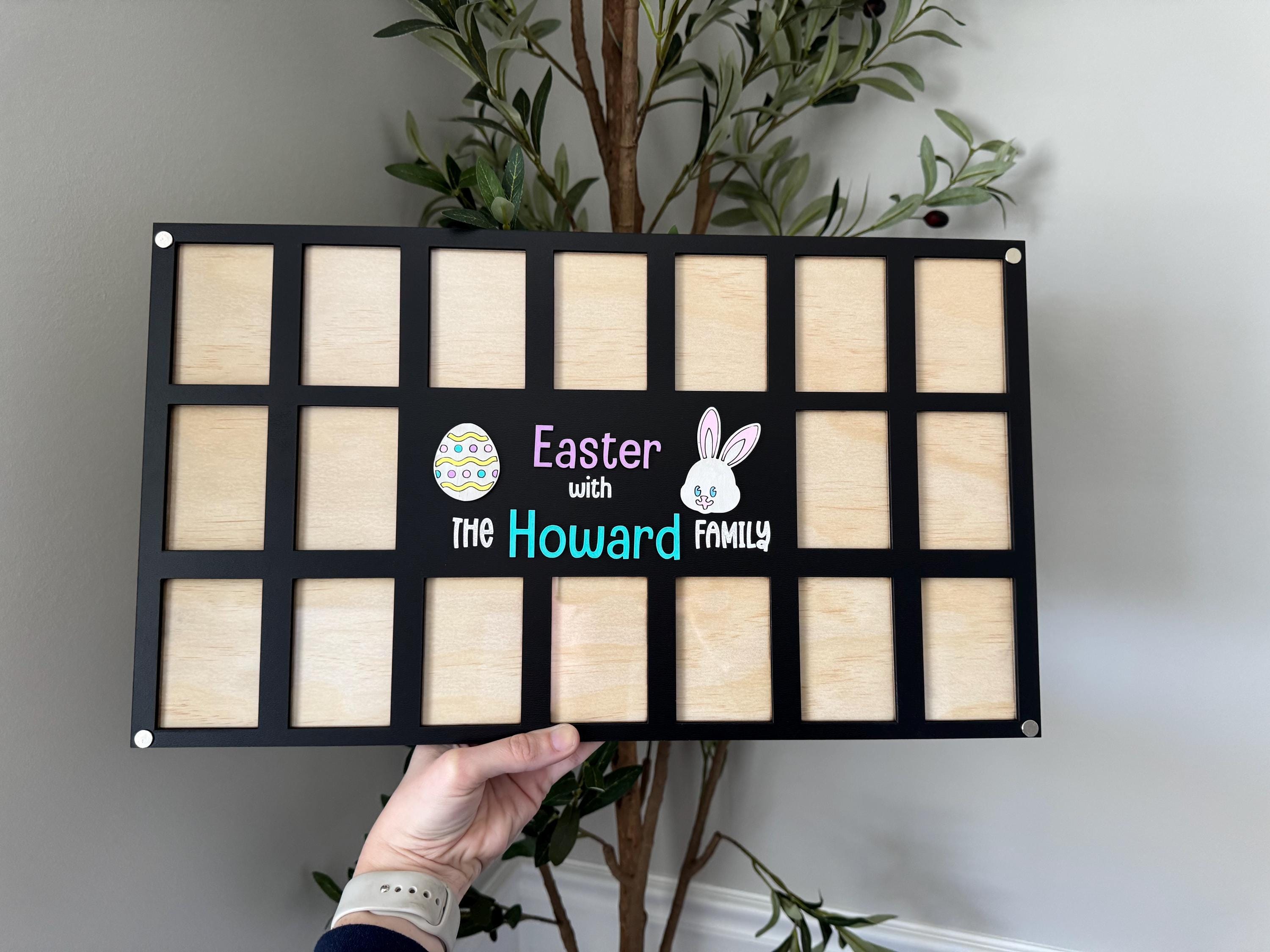 Easter frame Annual Easter bunny photo display Personalized Spring Decor Holiday Memory Keepsake Frame Pastel Bunny decor custom family name