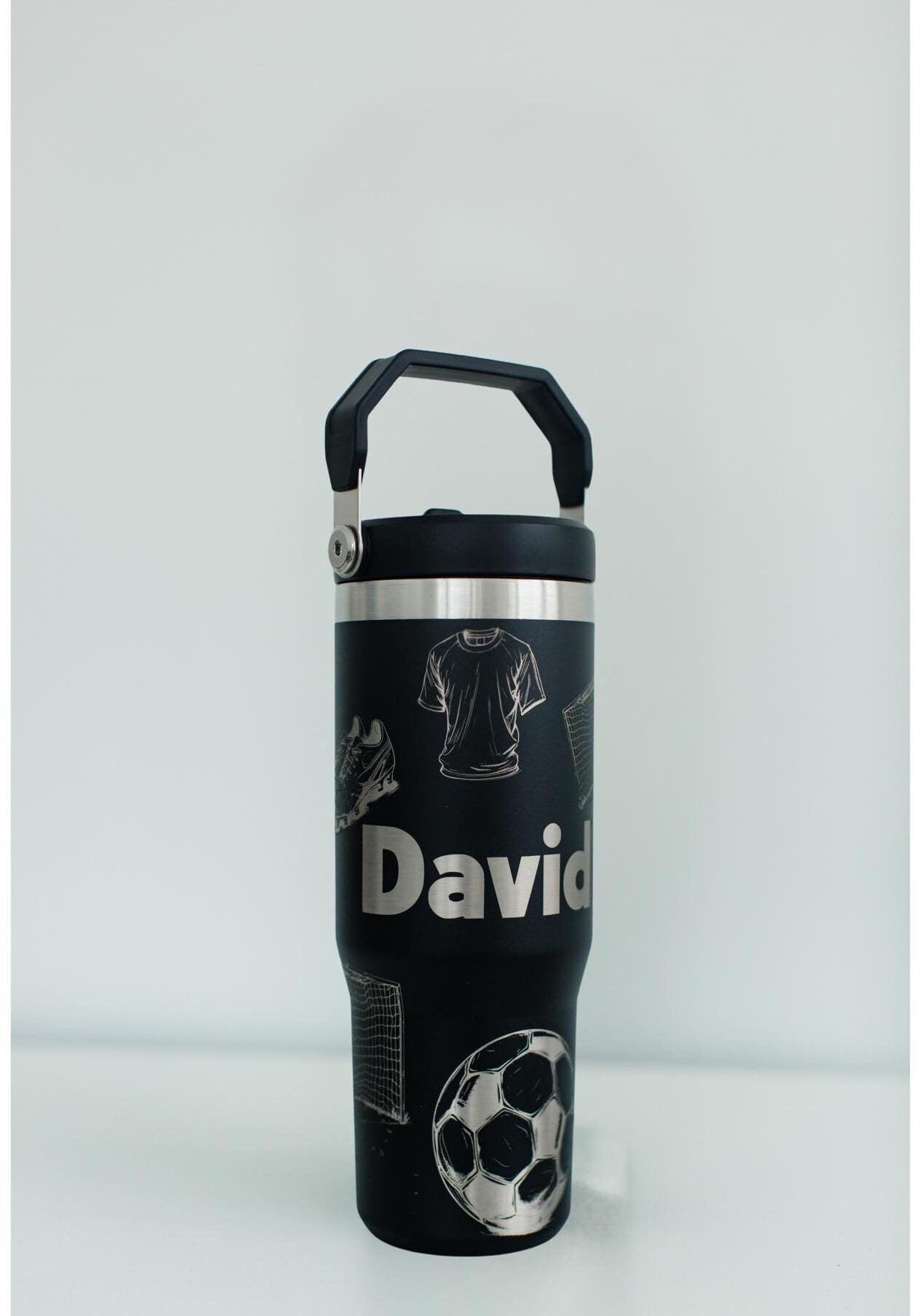 Personalized soccer water bottle for kids soccer tumbler laser engraved soccer water bottle for soccer custom soccer water bottle 30 oz